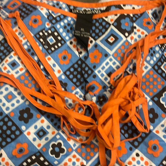 NWOT Lucky Brand Blue Orange Cotton Tank Top XL - Picture 10 of 11